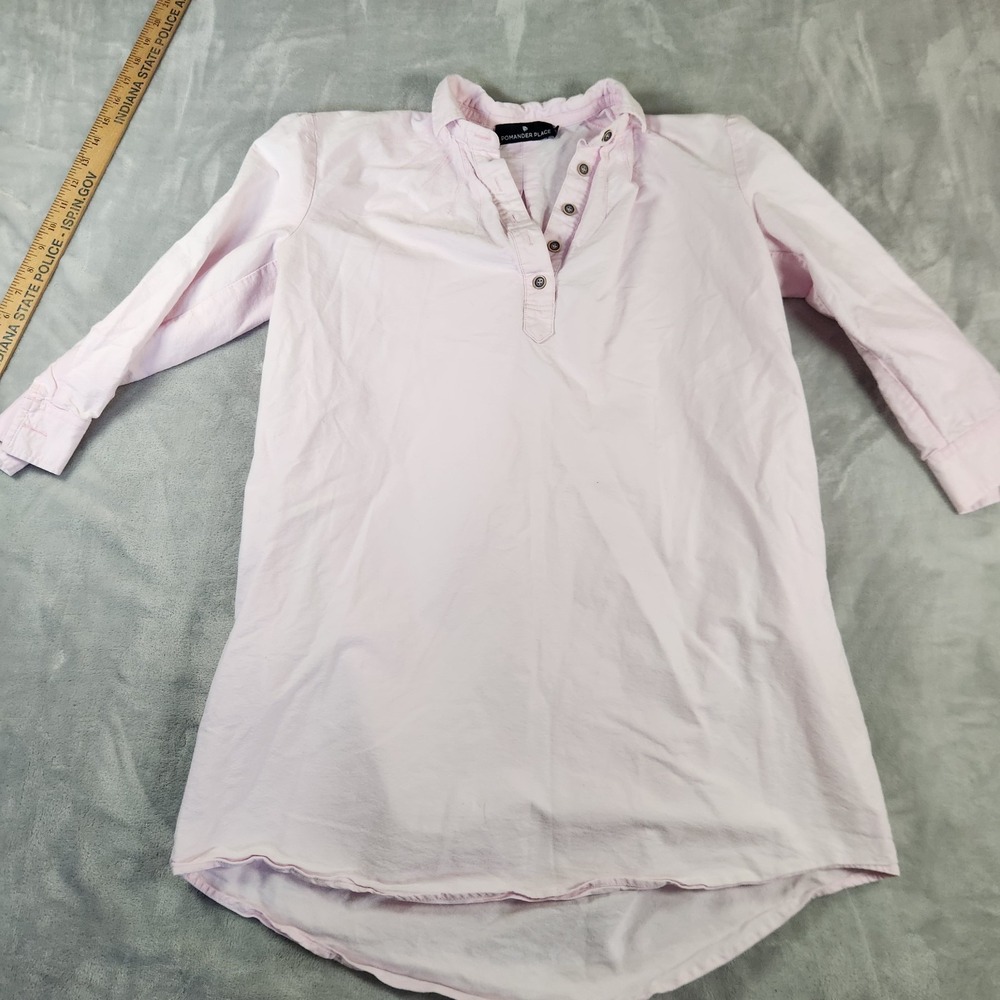 Pomander Place Dress Womens XS Pink Cotton Popover Tunic Dress Preppy Minimalist